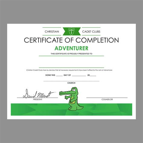 Junior Cadet Adventurer Certificate Christian Cadet Club Shop Cadets