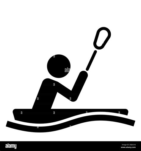 Kayaking Sport Icon Kayaker Silhouette Symbol On Isolated Background