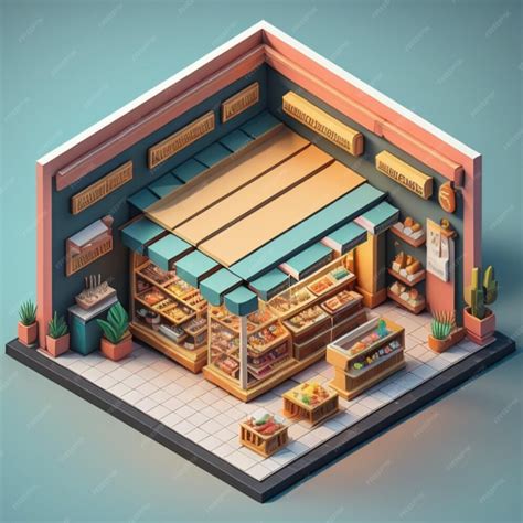 Premium Ai Image 3d Isometric Shop Building Created With Generative Ai