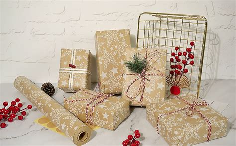 MAMUNU Christmas Wrapping Paper Roll Star Christmas Wrapping Paper