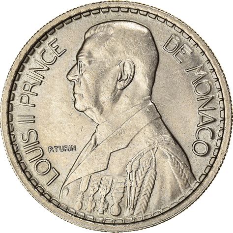 Coin Monaco Louis Ii Francs Paris Copper Nickel