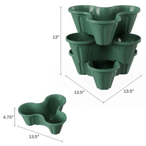 Green 3 Tier Vertical Plant Tower Indoor Outdoor Flower Pot Stackable Garden 1 Unit King Soopers