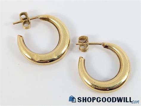 14k Yellow Gold Round Hoop Post Earrings ShopGoodwill