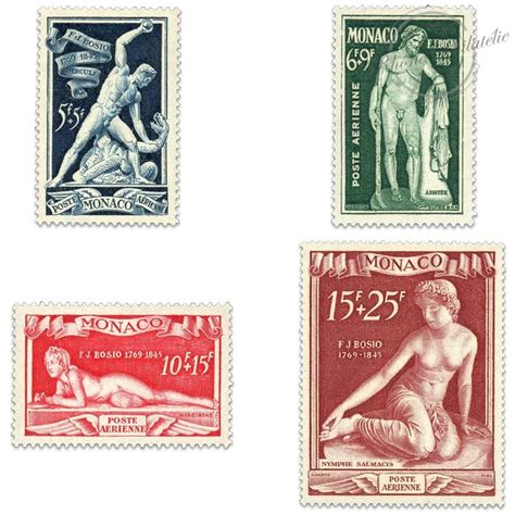 MONACO POSTE AÉRIENNE N28 À 31 TIMBRES NEUFS 1948 MONACO SÉRIE TI