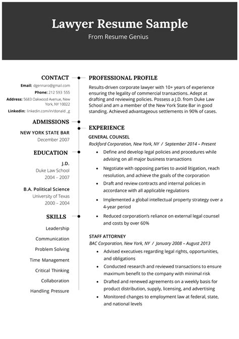 Lawyer Resume Examples Writing Guide For Artofit