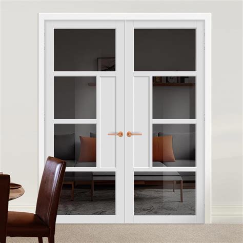 Handmade Eco Urban® Boston 4 Pane Door Pair Dd6311 Tinted Glass Cl