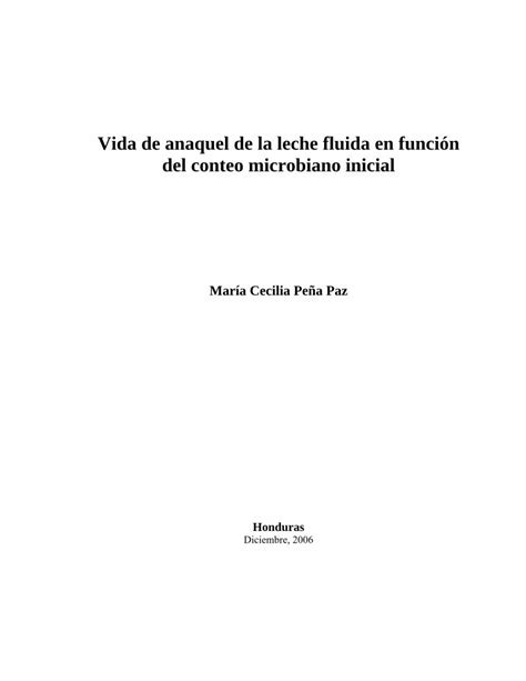 Pdf Vida De Anaquel De La Leche Fluida En Funci N Del Conteo