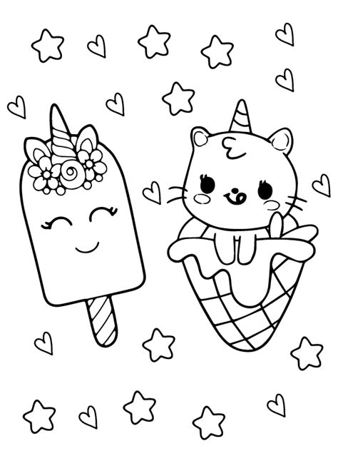 Free Printable Kawaii Cupcake And Unicorn F Rbung Seite Kostenlose