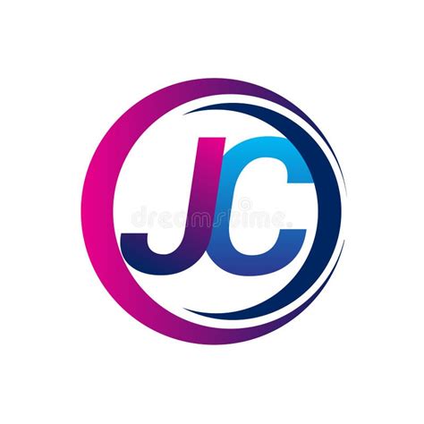 Initial Letter Logo JC Company Name Blue And Magenta Color On Circle