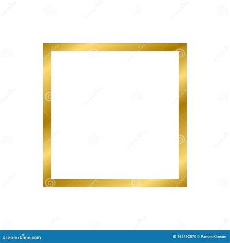 Gold Shiny Glowing Vintage Square Frame With Shadows Isolated On White