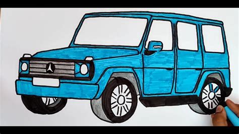 How To Draw Mercedes Benz G Wagon With Brush Pens Colourfull Art Youtube