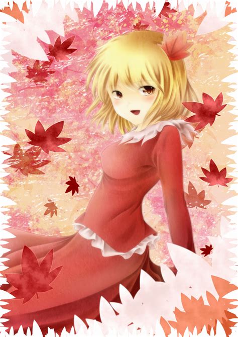 Safebooru Absurdres Aki Shizuha Blonde Hair Blush Highres Leaf Open