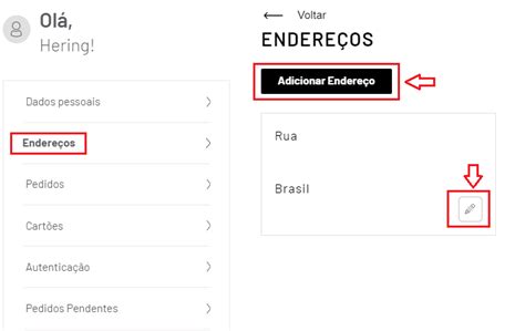Como incluir excluir um endereço no cadastro Cia Hering