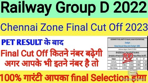 Railway Group D Final Cut Off Group D Chennai Zone Final Cut Off