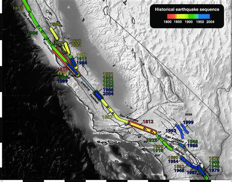 Modeled Historical Earthquake Ruptures M 60 Of The San Andreas