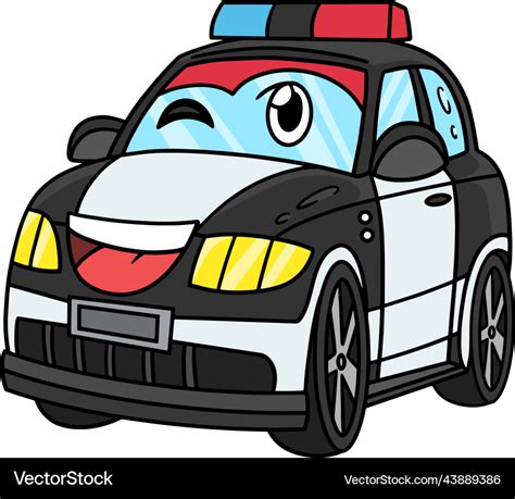 Police Car With Face Vehicle Cartoon Clipart Vector Image