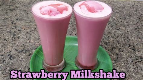 Strawberry Milkshake Recipe How To Make Strawberry Milkshake In Tamil