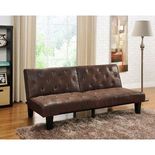 Abbyson Living Jackson Dark Brown Leather Foldable Futon Sofa Bed