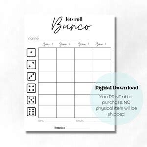 Bunco Game, Family Game Printable, Fun Family,party Printables, Bunko ...