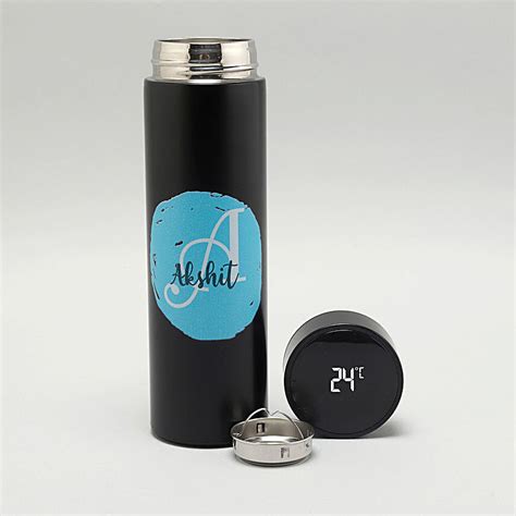 Buysend Personalised Black Led Temperature Bottle Online Ferns N Petals