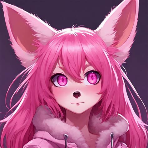 Furry Fennec Fox Girl Long Pink Fanart