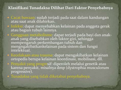 Faktor Penyebab Dan Klasifikasi Tuna Daksa Ppt