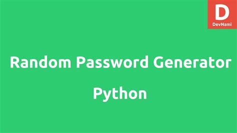 Random Password Generator In Python Youtube