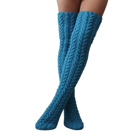 High Stockings For Womens Cable Knit Extra Long Boot Socks Over Knee