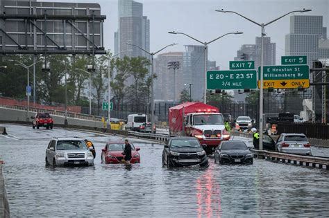 New York City Underwater With Flooding Submerging Cars As State Of