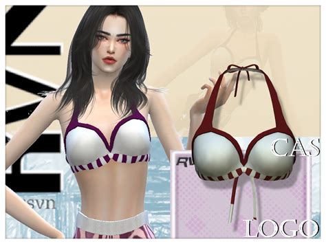 Ribbon Tie Halter Bikini Top CC Sims 4 Vêtements Par Rvn2seven