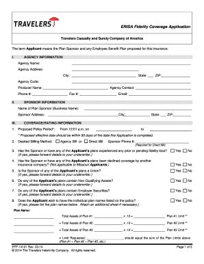 Travelers Erisa Bond Application Fill And Sign Printable Template Online