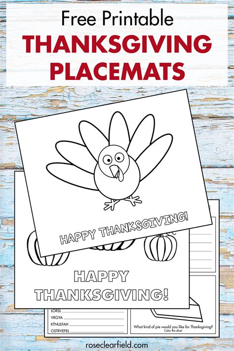 Thanksgiving Printables Placemats