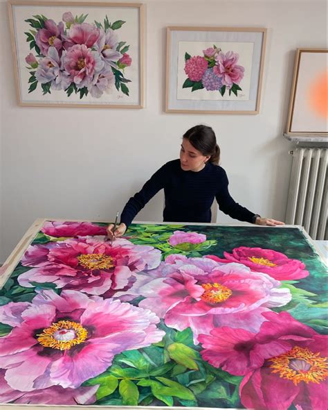 Artist Janet Pulcho Peonies” Watercolor On Paper Dimensions 140 140