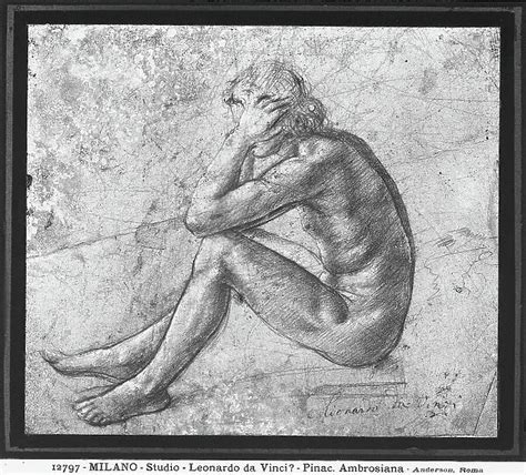 Study Of A Male Nude Drawing Attributed To Leonardo Da