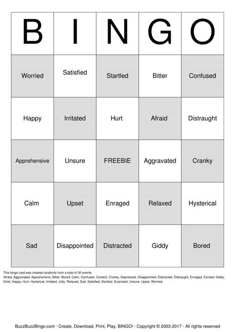 Emotions Bingo Cards To Download Print And Customize