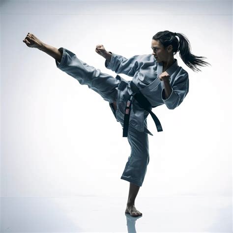 Premium Photo Professional Female Karate Fighter Isolated On The