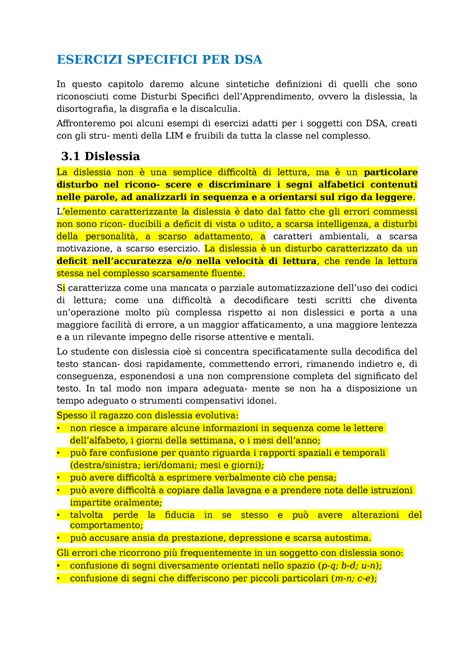 Esercizi Specifici Per Dsa Esercizi Specifici Per Dsa In Questo
