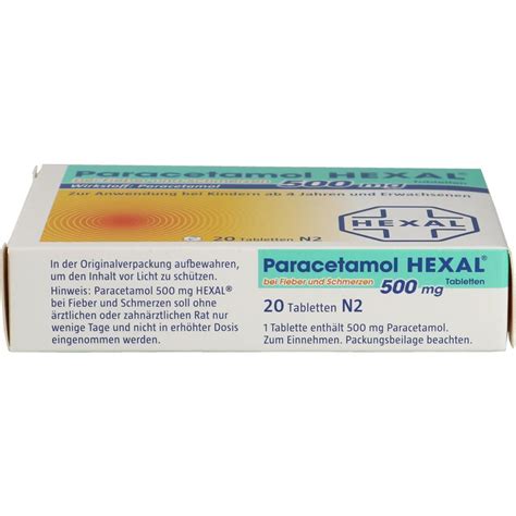 Paracetamol 500mg Hexal Bei Fieber Und Schmerzen 20 Stück Pzn 3485558