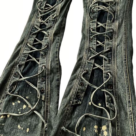 Yahoo Tornado Mart Lace Up Flared Denim Pants Archi