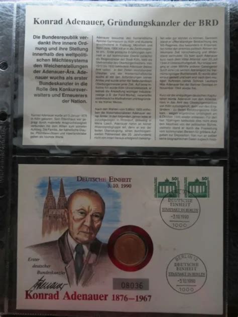 Busta Moneta Francobollo Konrad Adenauer Stamp Coin Konrad