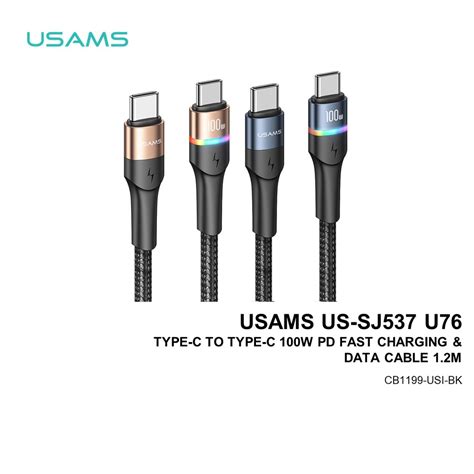 USAMS US SJ537 U76 TYPE C TO TYPE C 100W PD FAST CHARGING DATA CABLE