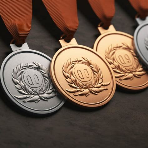 Conjunto Vetorial De Medalhas De Ouro Prata E Bronze Fitas Foto