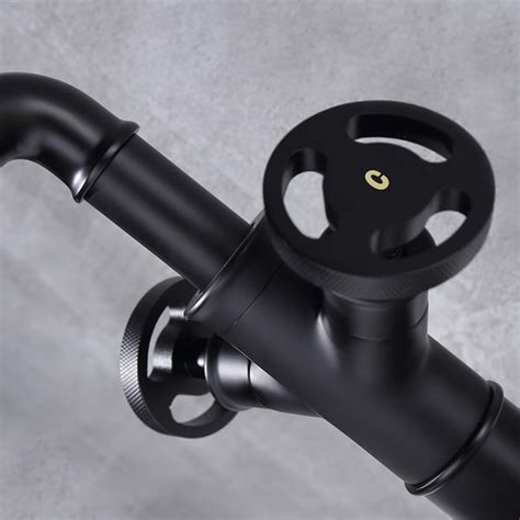 Ruth Industrial Pipe Bathroom Vessel Sink Faucet Matte Black Hole