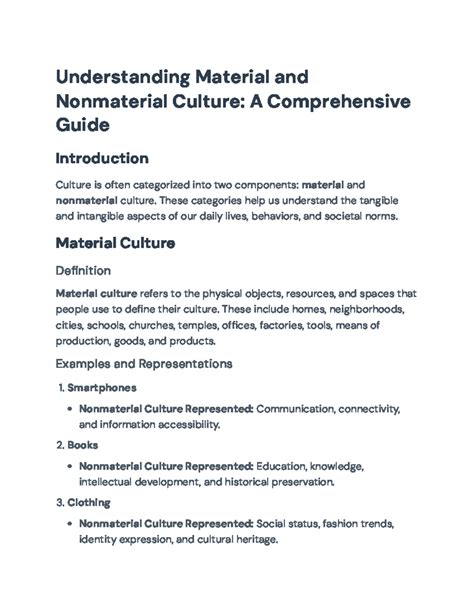 Understanding Material and Nonmaterial Culture: A Detailed Guide - Understanding Material and
