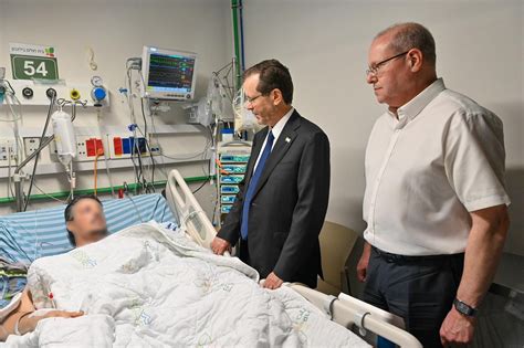 President Isaac Herzog Visits Wounded Idf Soldiers At Beilinson