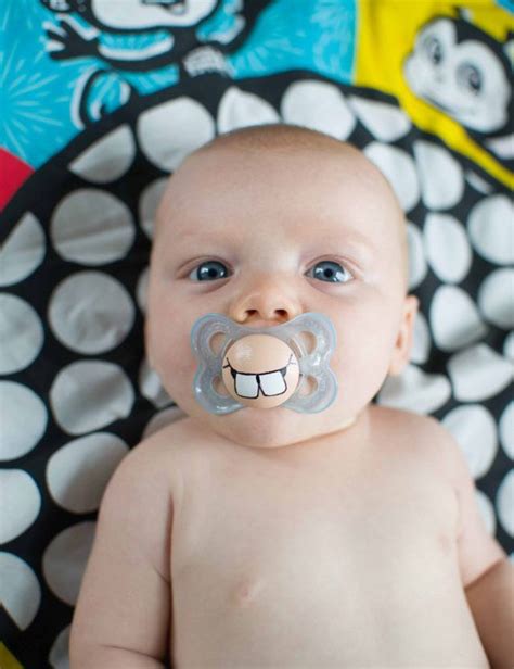 Cute Buck Teeth Custom Hand Painted Pacifier To Month Blue