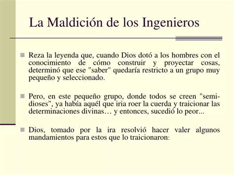 PPT La Maldición de los Ingenieros PowerPoint Presentation free