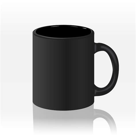 Template ceramic clean black mug with a matte effect | Premium Vector