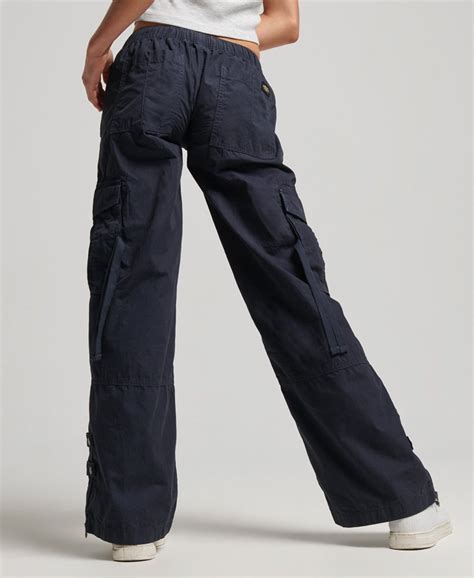 Dames Cargobroek Met Wijde Pijpen En Lage Taille Eclipse Navy Superdry Nl