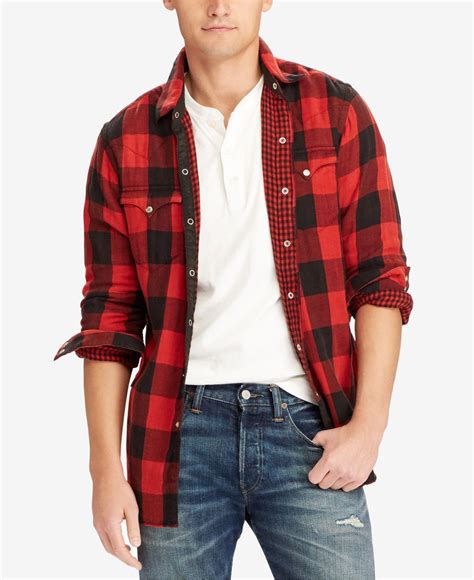 Polo Ralph Lauren Men S Iconic Flannel Shirt In Red Black Red For Men Lyst